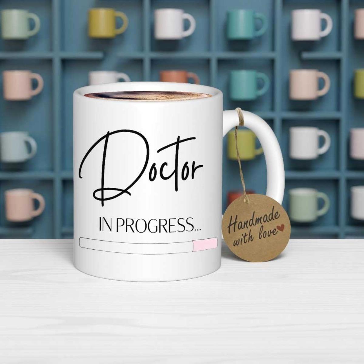 Tailorly White Ceramic 11 oz Mug - Doctor In Progress Minimalist Sleek Black Text Featuring A Stylish Loading Bar Mug