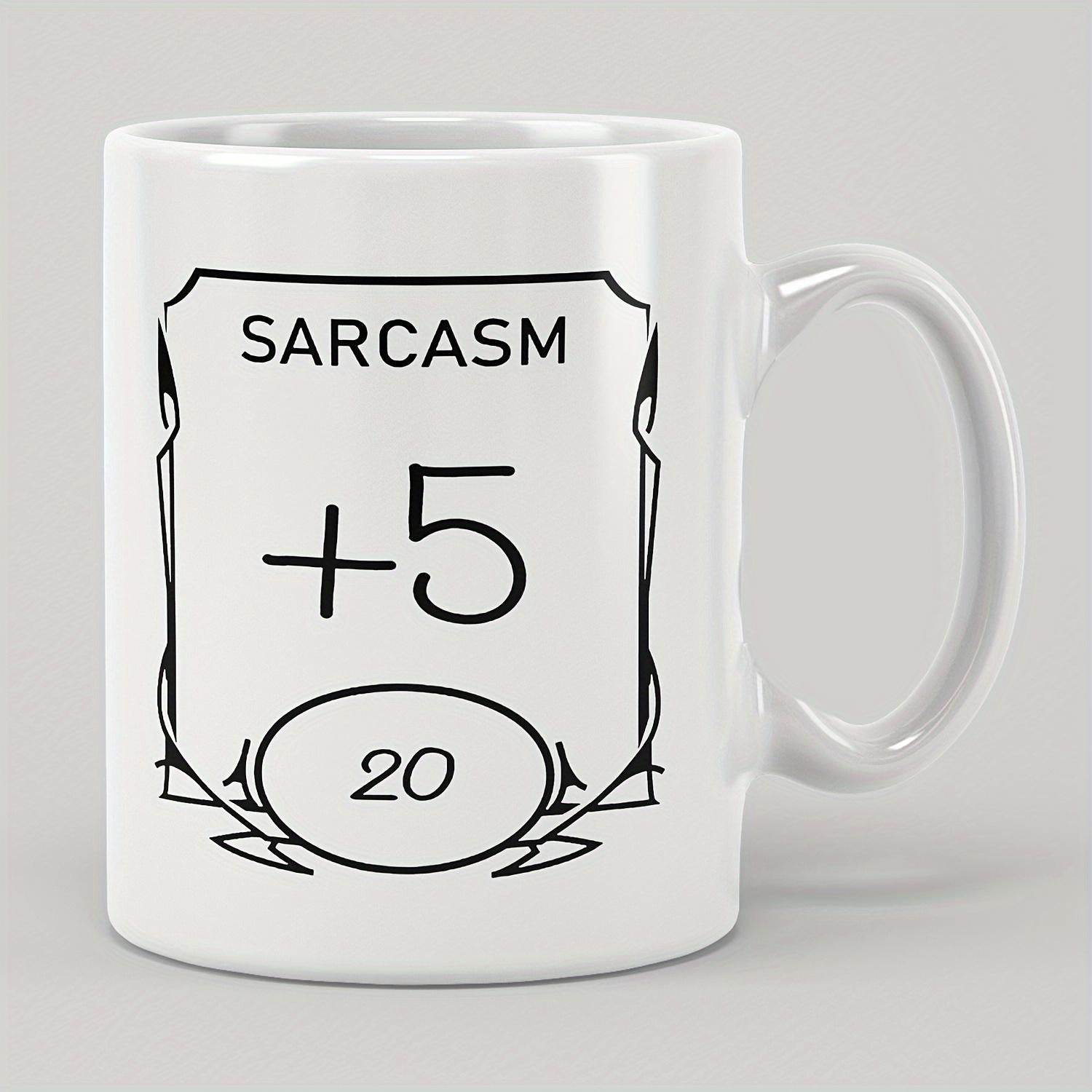 Tailorly White Ceramic 11 oz Mug - Sarcasm Minimalist Decorative Border Frame With Numerical Attribute Stats Print Mug