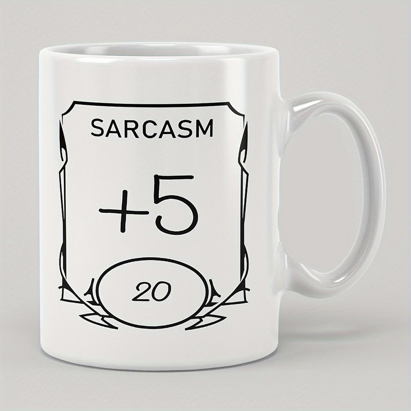 Tailorly White Ceramic 11 oz Mug - Sarcasm Minimalist Decorative Border Frame With Numerical Attribute Stats Print Mug