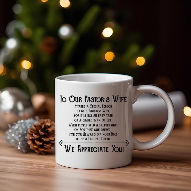 Tailorly White Ceramic 11 oz Mug - To Our Pastor S Wife We Appreciate You Elegant White Ceramic Vessel Featuring Heartfelt Appreciation Message For Religious