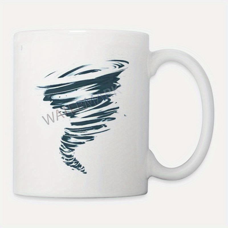 Tailorly White Ceramic 11 oz Mug - Swirling Dark Wind Funnel Spinning Across A Clear White Space Tornado