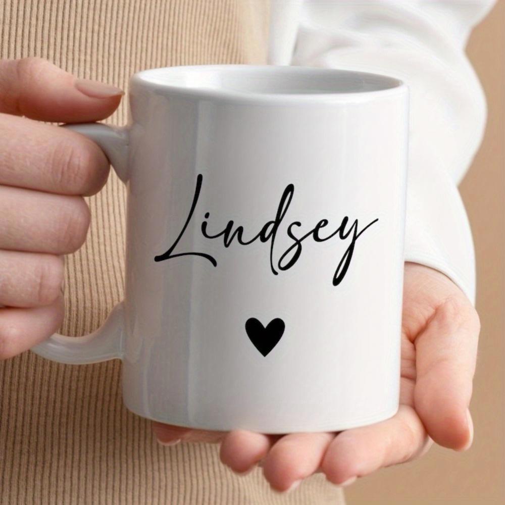 Tailorly White Ceramic 11 oz Mug - Lindsey Elegant Minimalist Heart Printed On A Smooth