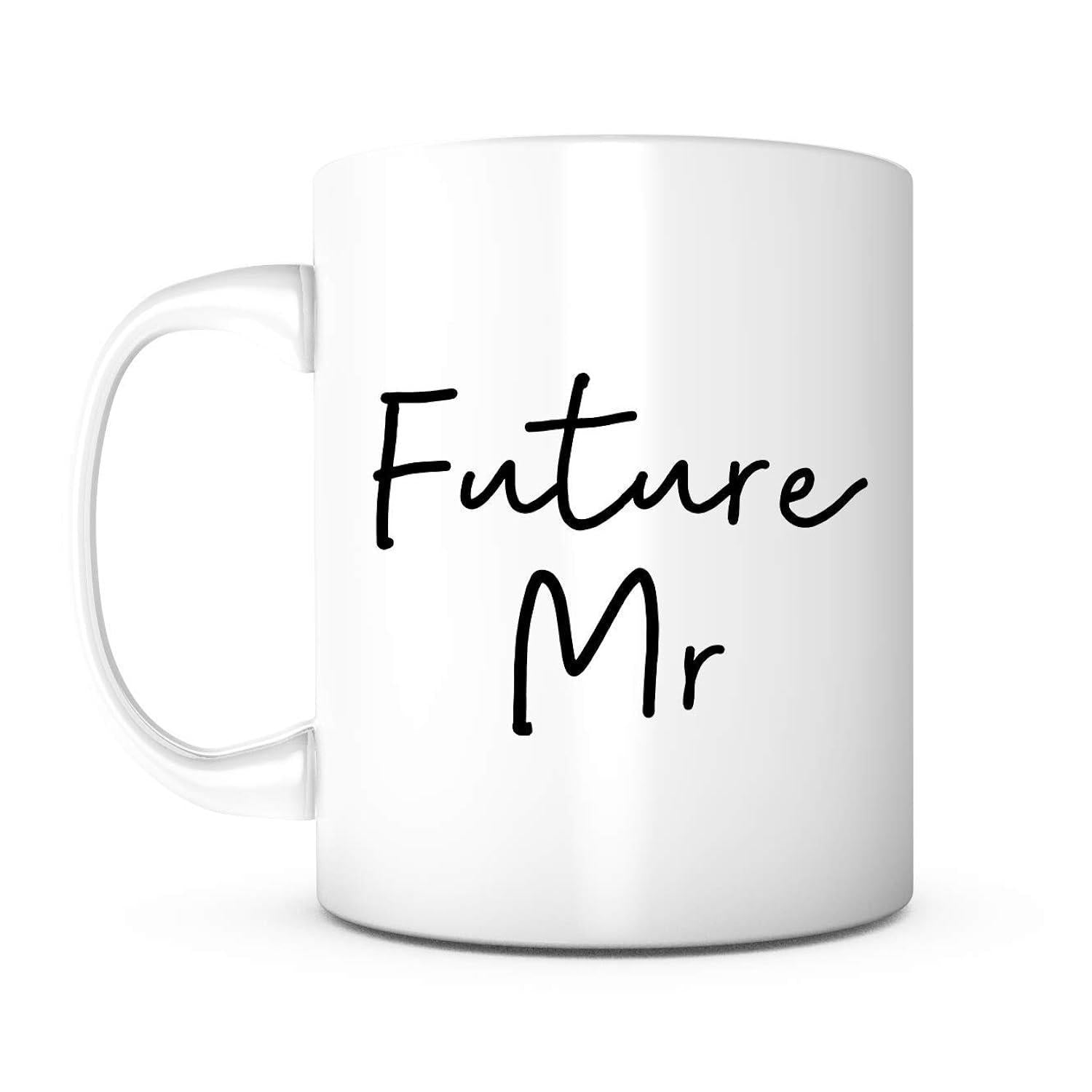 Tailorly White Ceramic 11 oz Mug - Future Mr Minimalist Handwritten Text Floating On A Bright