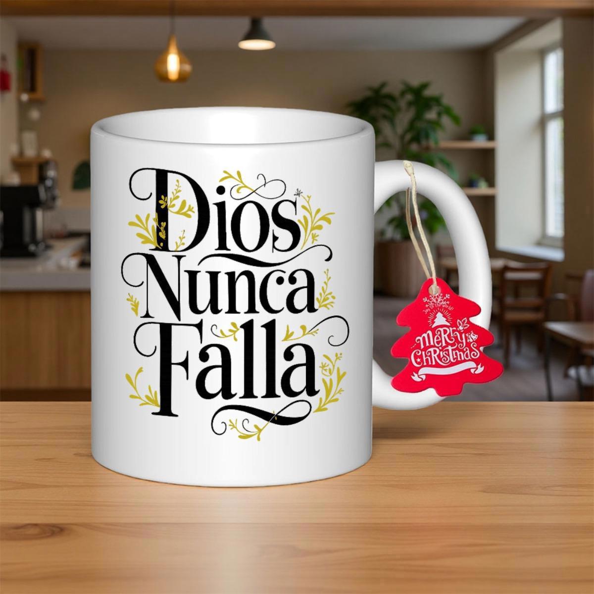 Tailorly White Ceramic 11 oz Mug - Merry Christmas Elegant White Ceramic Featuring Artistic Golden Calligraphy Flourishes And Leaves Mug