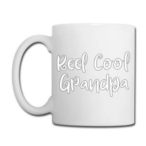 Tailorly White Ceramic 11 oz Mug - Reel Cool Grandpa Minimalist Stylized Typography Featuring Playful Decorative Outlines And Rounded Shapes Lettering