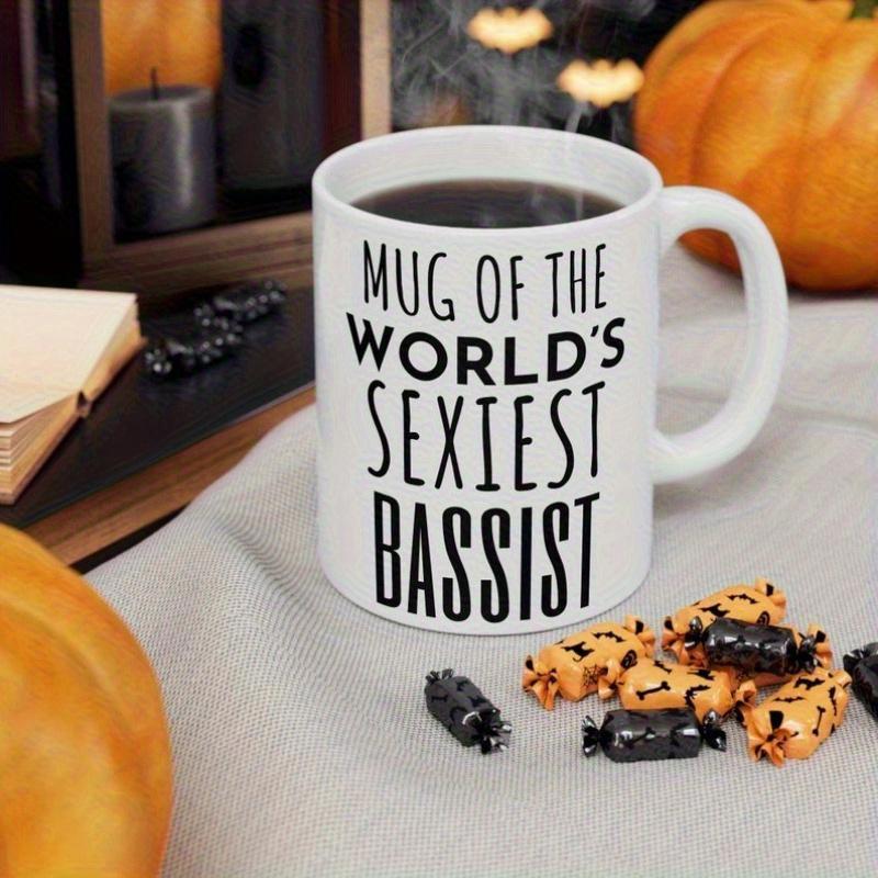 Tailorly White Ceramic 11 oz Mug - Mug Of The World's Sexiest Bassist Elegant Festive Setting With Seasonal Pumpkins And Candies Mug