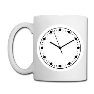 Tailorly White Ceramic 11 oz Mug - Minimalist Black Analog Clock Face With Elegant Hands and Circular Dot Markers Clock