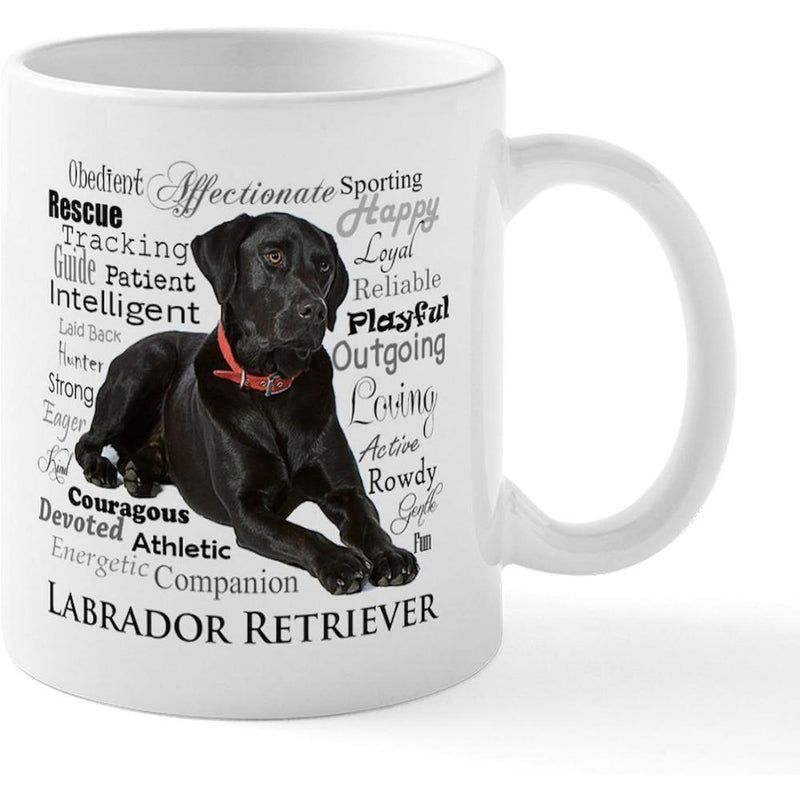 Tailorly White Ceramic 11 oz Mug - Labrador Retriever Loyal Black Pet Resting Among Inspirational Typography Art Dog