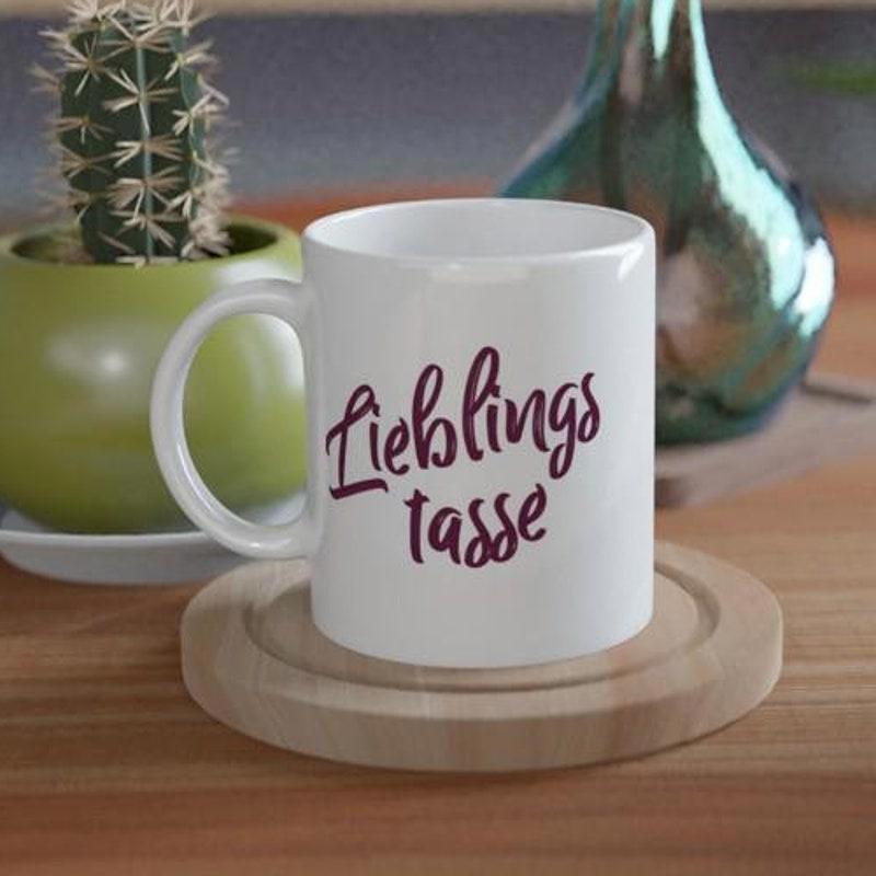 Tailorly White Ceramic 11 oz Mug - Minimalist White Ceramic Vessel Displaying Artistic Handwritten Script Style Text Mug