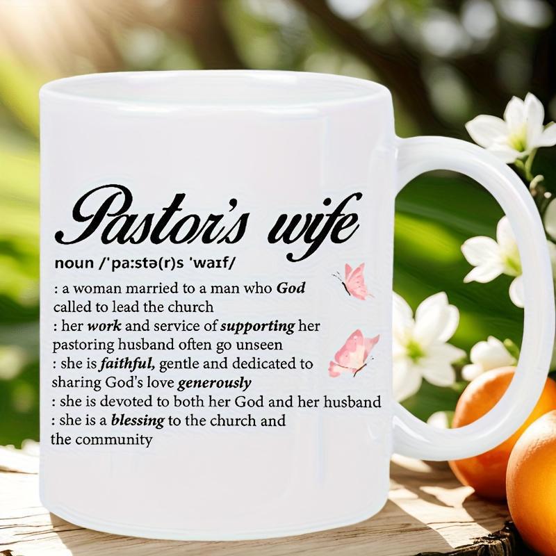 Tailorly White Ceramic 11 oz Mug - Pastor's Wife Small Delicate Pink Butterflies Fluttering Around Meaningful Dictionary Definition Text Butterfly