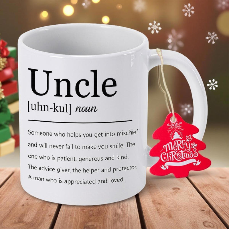 Tailorly White Ceramic 11 oz Mug - Uncle Clean Minimalist Dictionary Style Layout With Sentimental Definition On