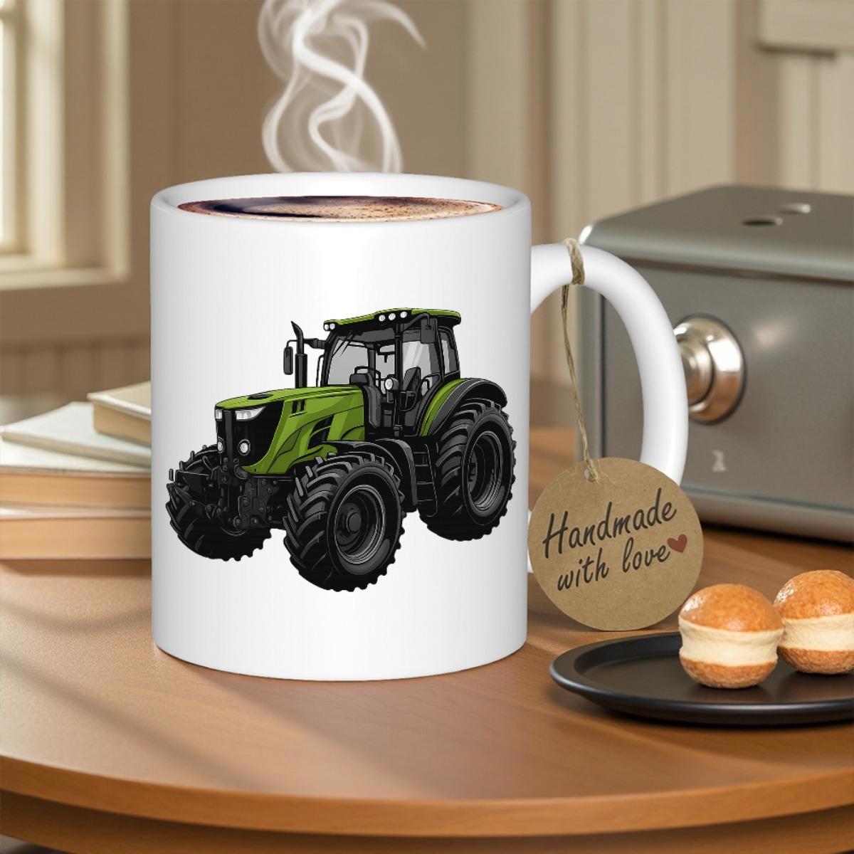 Tailorly White Ceramic 11 oz Mug - Handmade With Love Powerful Industrial Heavy Duty Green Agriculture Machine In Modern Farming Style Tractor