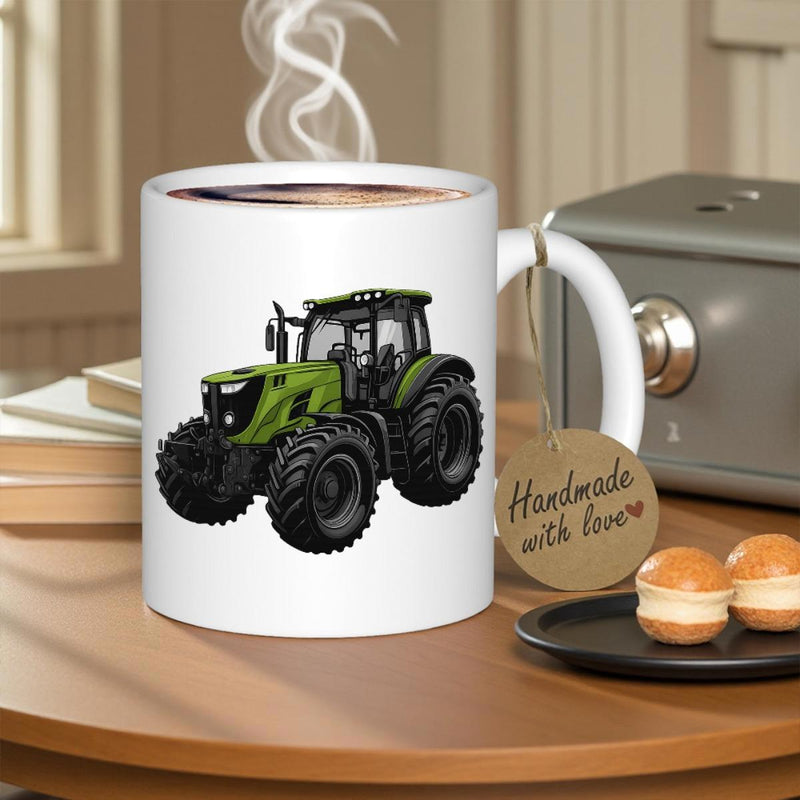 Tailorly White Ceramic 11 oz Mug - Handmade With Love Powerful Industrial Heavy Duty Green Agriculture Machine In Modern Farming Style Tractor