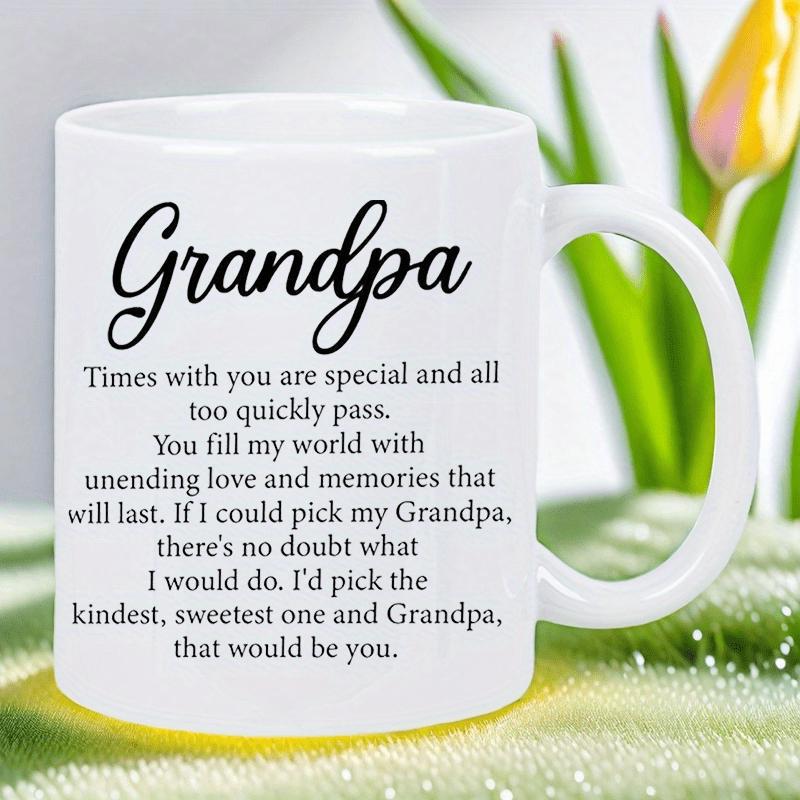 Tailorly White Ceramic 11 oz Mug - Grandpa Minimalist White Ceramic With Artistic Script Font Sentimental Typography Mug