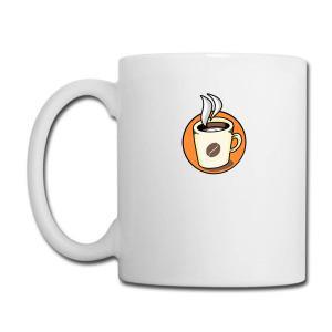 Tailorly White Ceramic 11 oz Mug - Steaming Hot Beverage Cup Within A Vibrant Orange Circular Badge Coffee