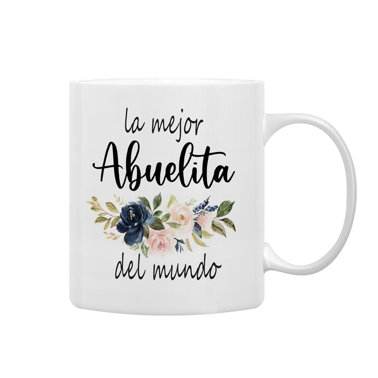 Tailorly White Ceramic 11 oz Mug - Watercolor Navy And Pink Roses With Delicate Green Leaves Flower