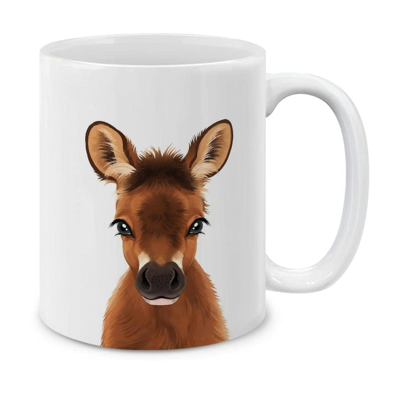 Tailorly White Ceramic 11 oz Mug - Realistic Brown Fur With Large Dark Eyes And Cute Ears Fawn
