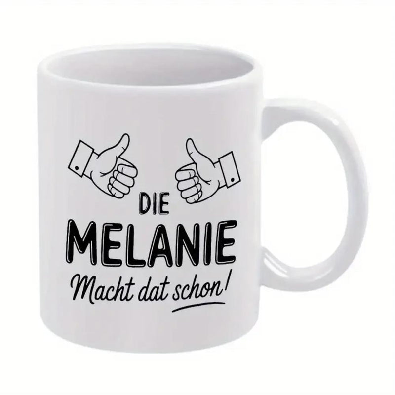Tailorly White Ceramic 11 oz Mug - Two Minimalist Line Drawing Hands With Thumbs Up Gestures For Encouragement Hands