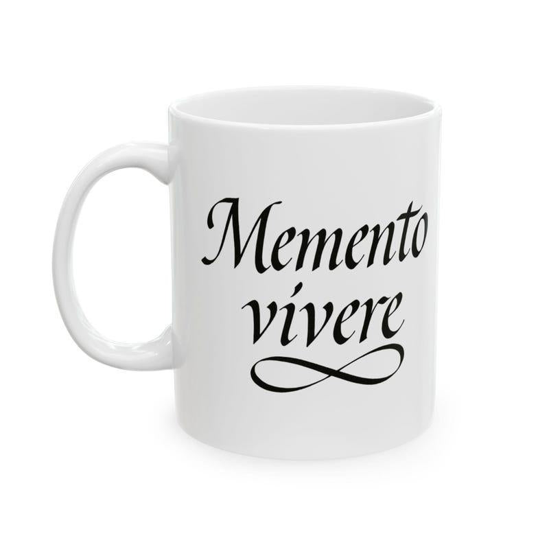 Tailorly White Ceramic 11 oz Mug - Minimalist Elegant Flowing Lines With Decorative Script Style Artistic Swirl