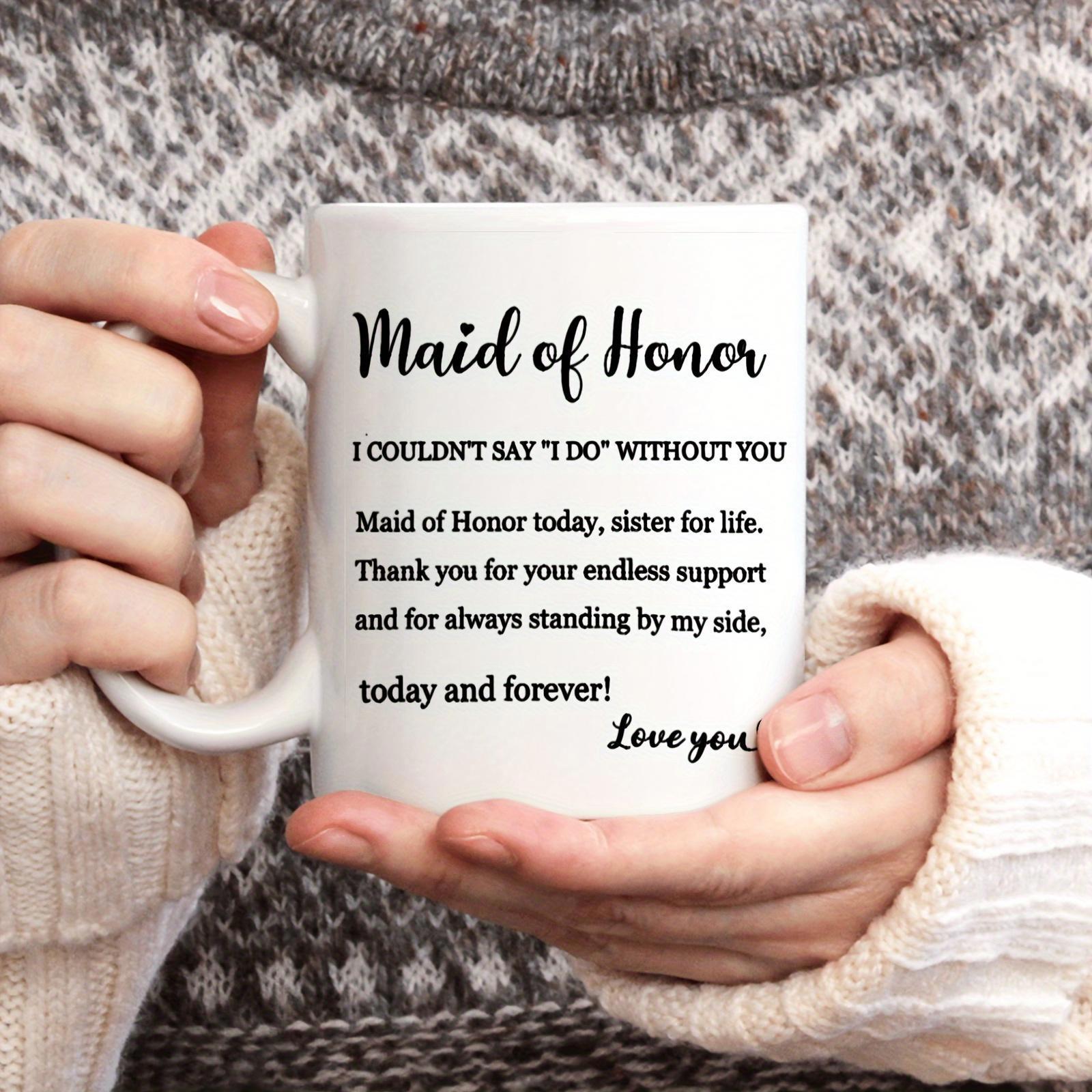 Tailorly White Ceramic 11 oz Mug - Maid Of Honor Sister For Life Elegant Black Cursive Typography Printed On Simple