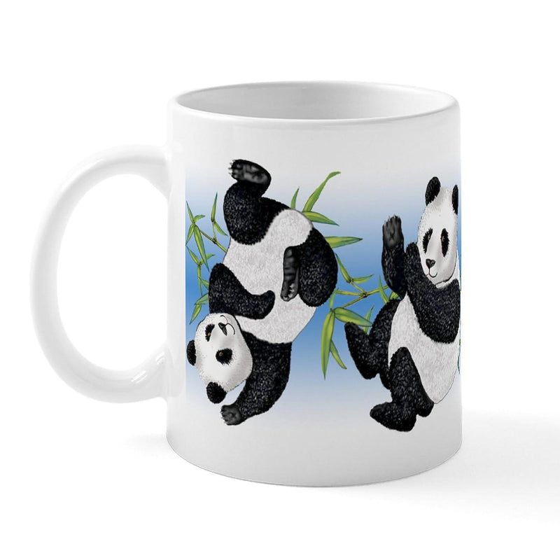 Tailorly White Ceramic 11 oz Mug - Playful Watercolor Artistic Style Among Lush Green Bamboo Branches Panda