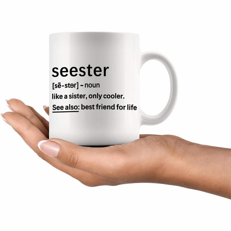 Tailorly White Ceramic 11 oz Mug - Seester Best Friend For Life Classic Dictionary Definition Style Featuring Clean Black Text On White Surface Typography