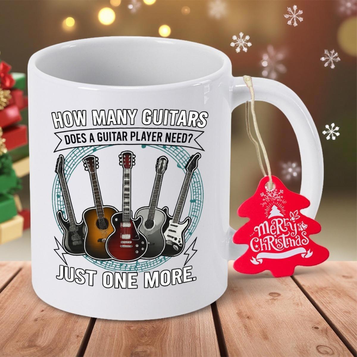 Tailorly White Ceramic 11 oz Mug - How Many Guitars Does A Guitar Player Need Just One More Various Electric And Acoustic Guitars Organized Together In A