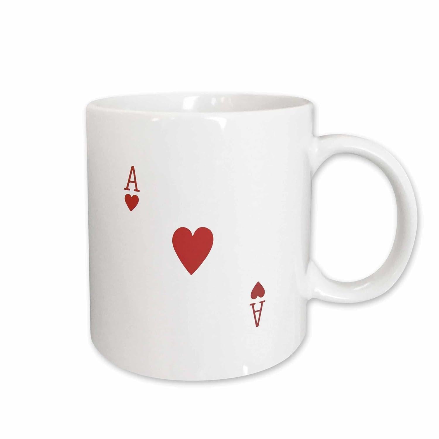Tailorly White Ceramic 11 oz Mug - A Minimalist Red Playing Card Suit Symbol On A Glossy Background Heart