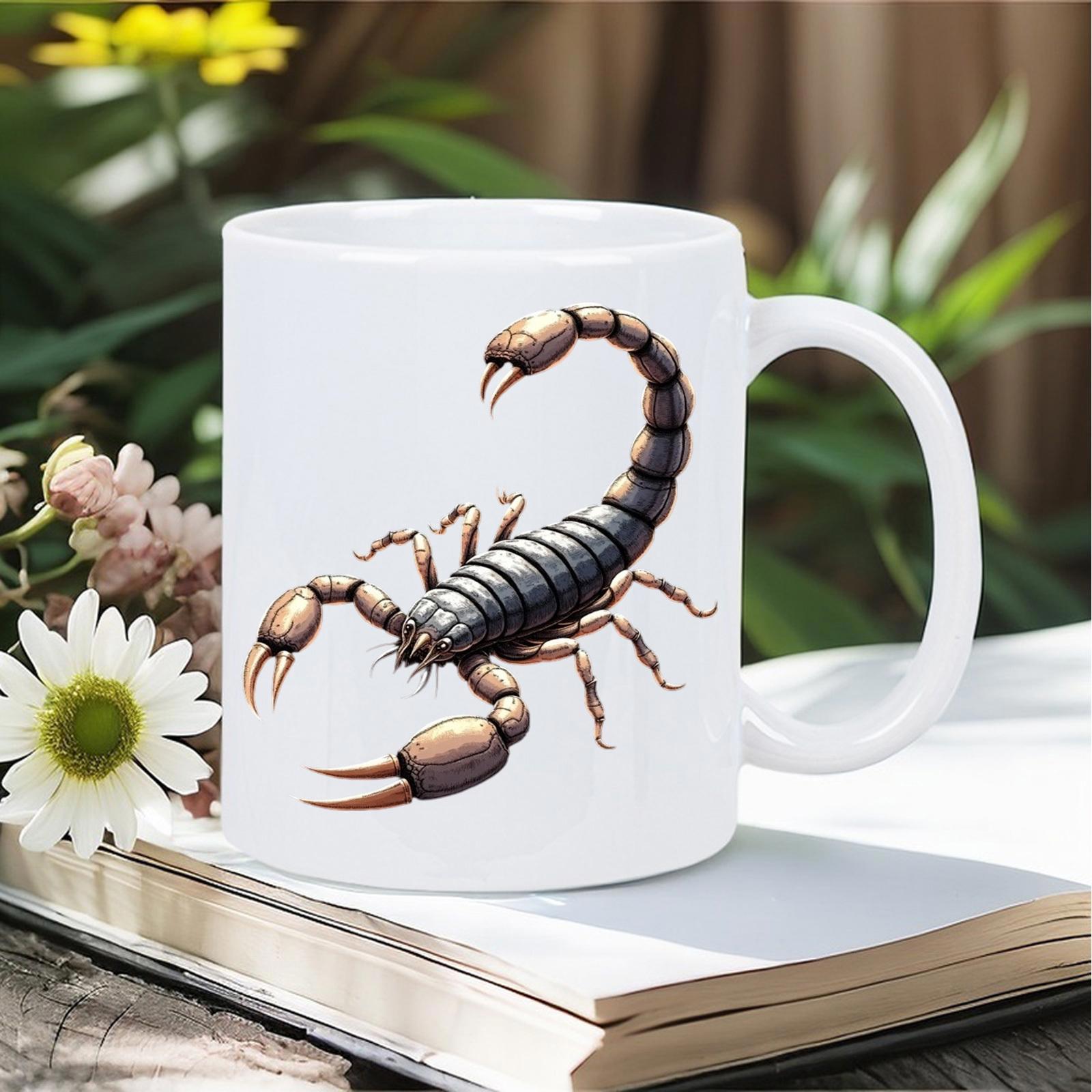 Tailorly White Ceramic 11 oz Mug - Realistic Desert Predator With Sharp Pincers And Curved Poisonous Stinger Scorpion