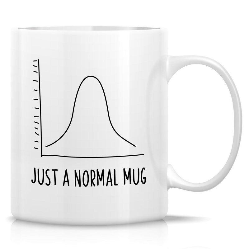 Tailorly White Ceramic 11 oz Mug - Just A Normal Mug Minimalist Black Line Mathematical Bell Curve Plotted On Clean White Background Mug