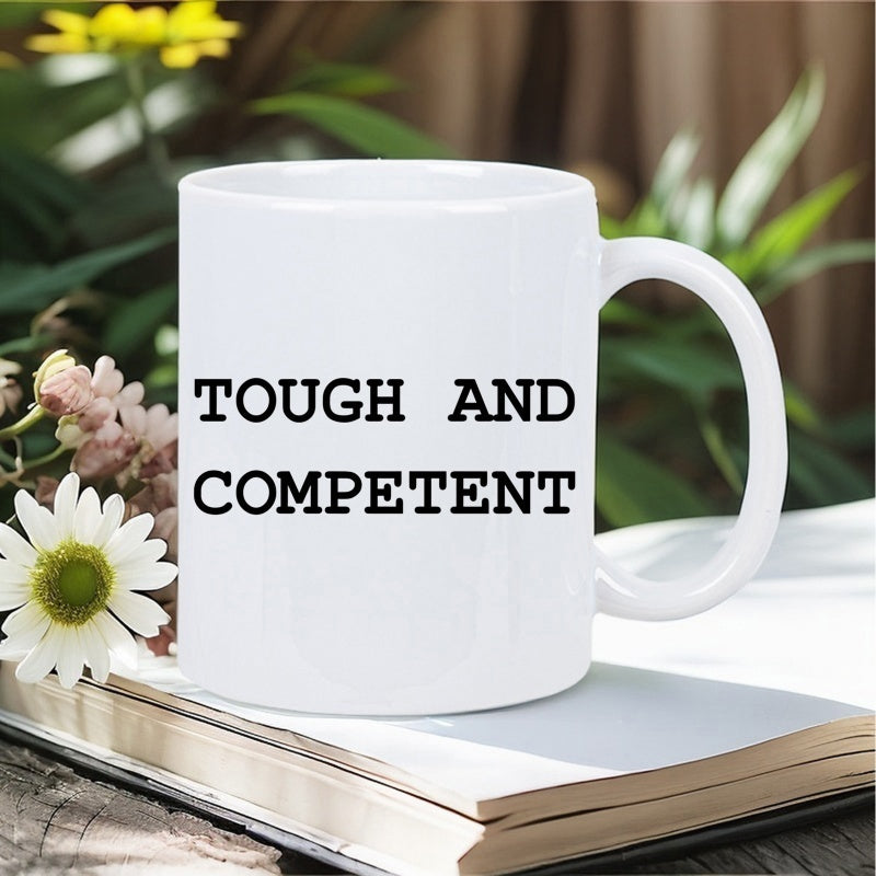Tailorly White Ceramic 11 oz Mug - Tough And Competent White Ceramic Vessel Resting Upon Vintage Paper Book Mug
