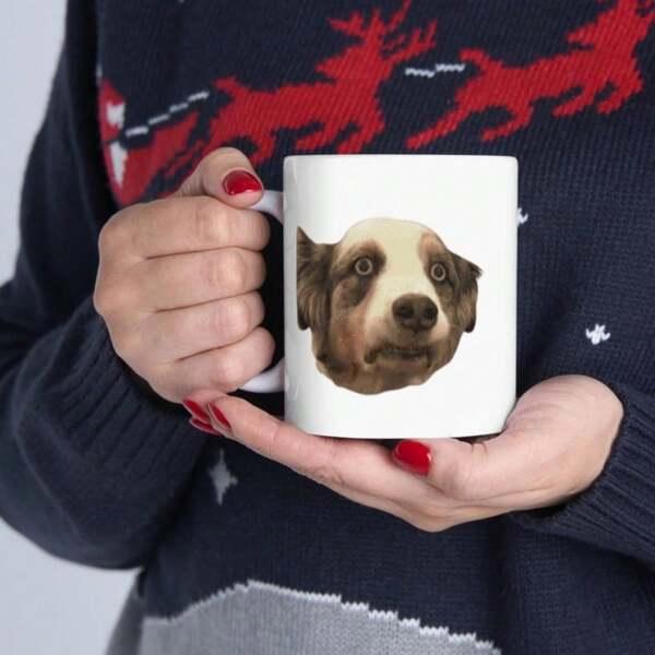 Tailorly White Ceramic 11 oz Mug - Realistic Detailed Portrait Of A Loyal Dog With Attentive Eyes Dog