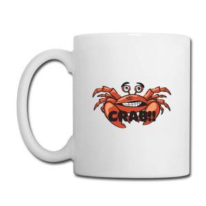 Tailorly White Ceramic 11 oz Mug - Crab Cheerful Orange Marine Creature With Sharp Claws And Large Eyes Crab