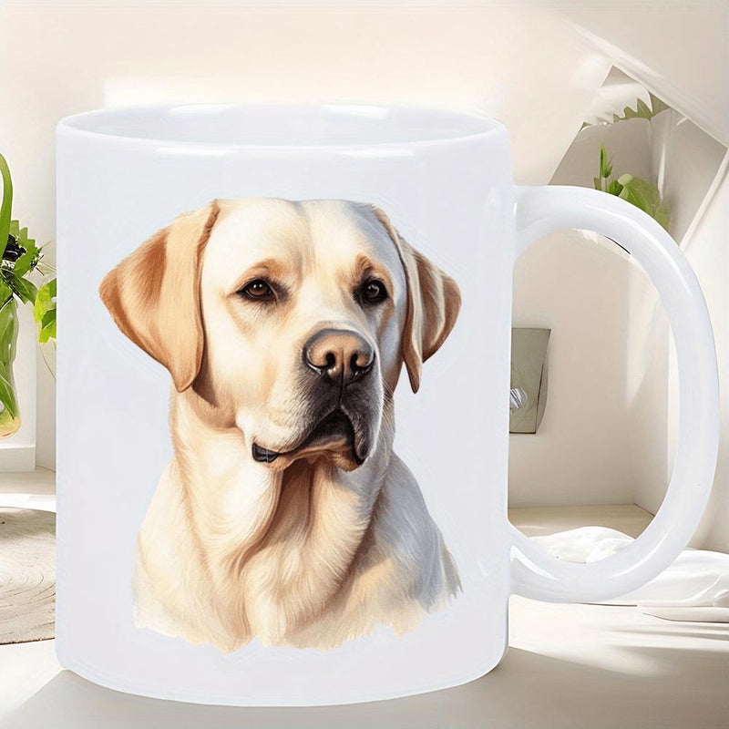 Tailorly White Ceramic 11 oz Mug - Majestic Detailed Portrait With Loyal Gentle Eyes And Soft Golden Features Labrador