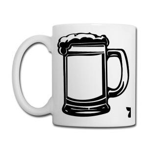 Tailorly White Ceramic 11 oz Mug - Minimalist Black And White Line Drawing Of A Frothy Beverage Stein Mug