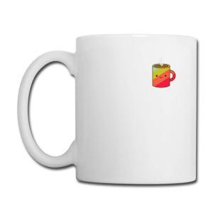Tailorly White Ceramic 11 oz Mug - Small Colorful Smiling Cartoon Character With Rainbow Stripes On Ceramic Surface Mug
