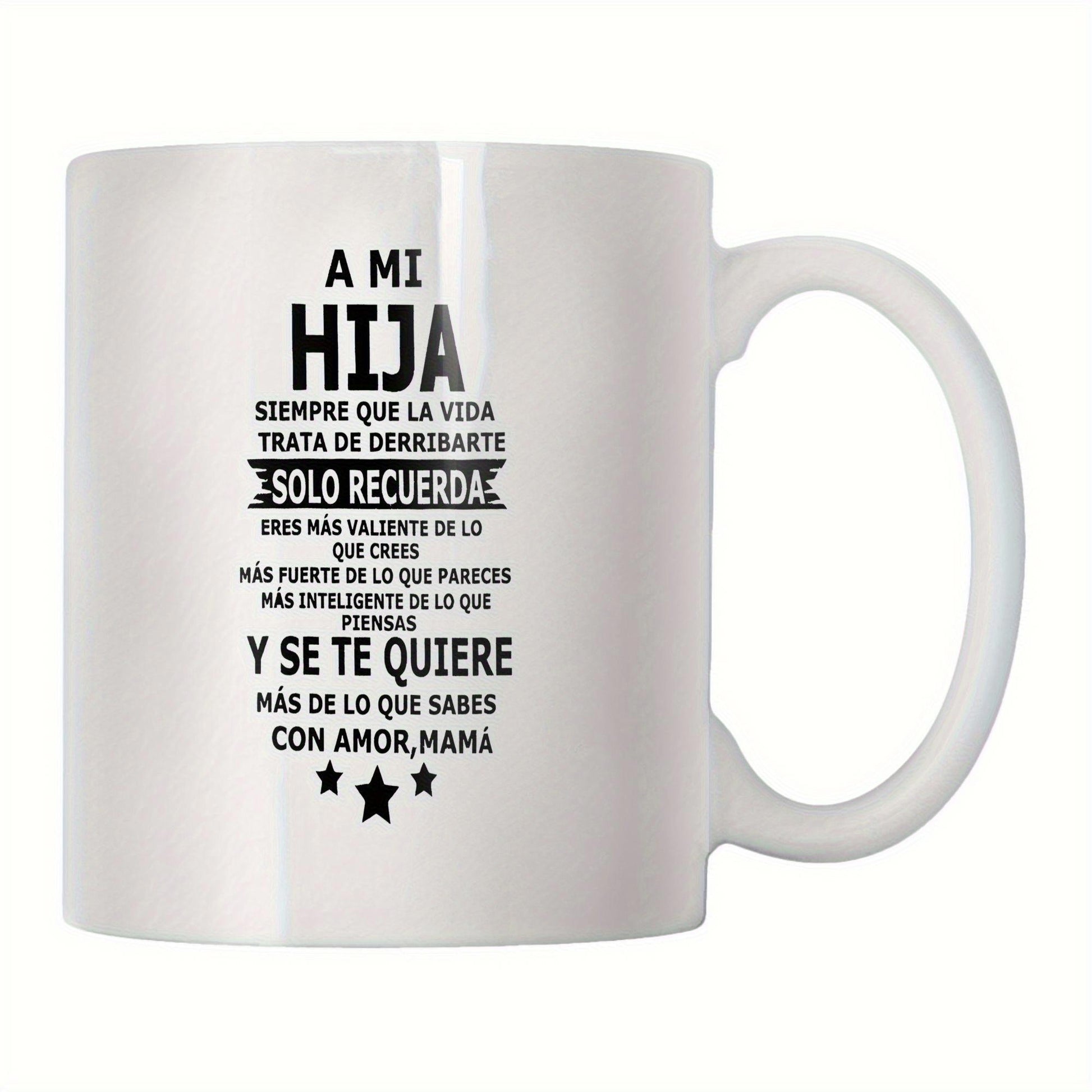 Tailorly White Ceramic 11 oz Mug - Minimalist Graphic With Three Stars And Decorative Ribbons On Cylindrical Ceramic Mug