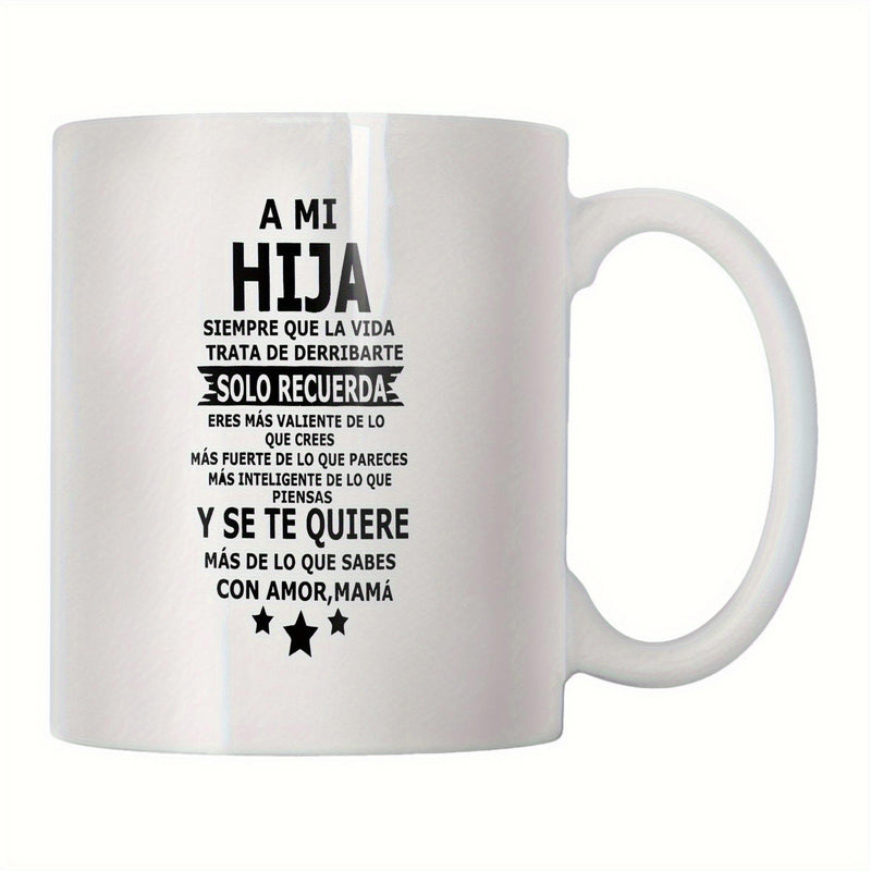 Tailorly White Ceramic 11 oz Mug - Minimalist Graphic With Three Stars And Decorative Ribbons On Cylindrical Ceramic Mug