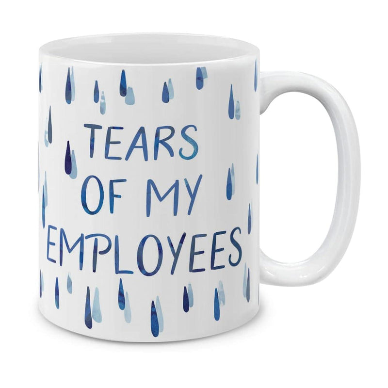 Tailorly White Ceramic 11 oz Mug - Tears Of My Employees Blue Watercolor Teardrops Falling Gently Across A Polished Mug
