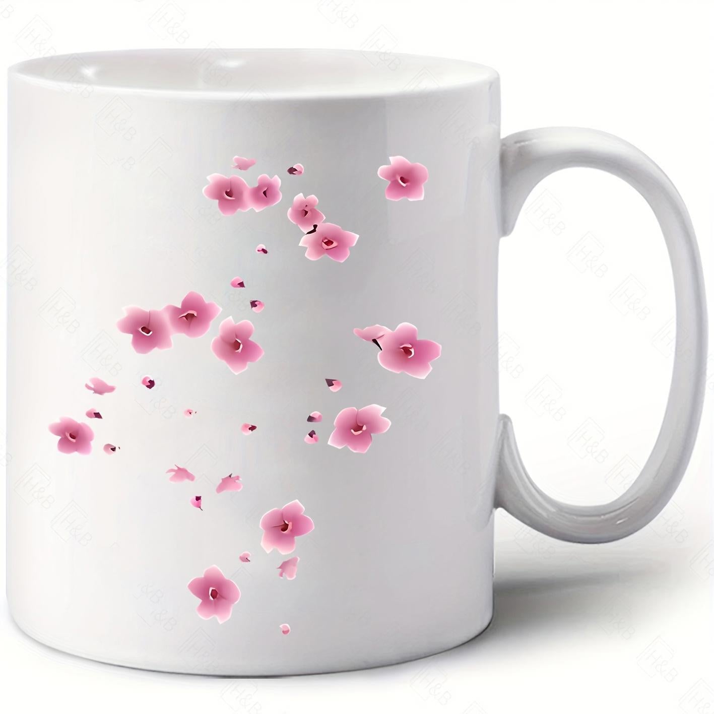 Tailorly White Ceramic 11 oz Mug - Delicate Pink Cherry Blossoms Floating Gracefully Through The Gentle Spring Air Flower