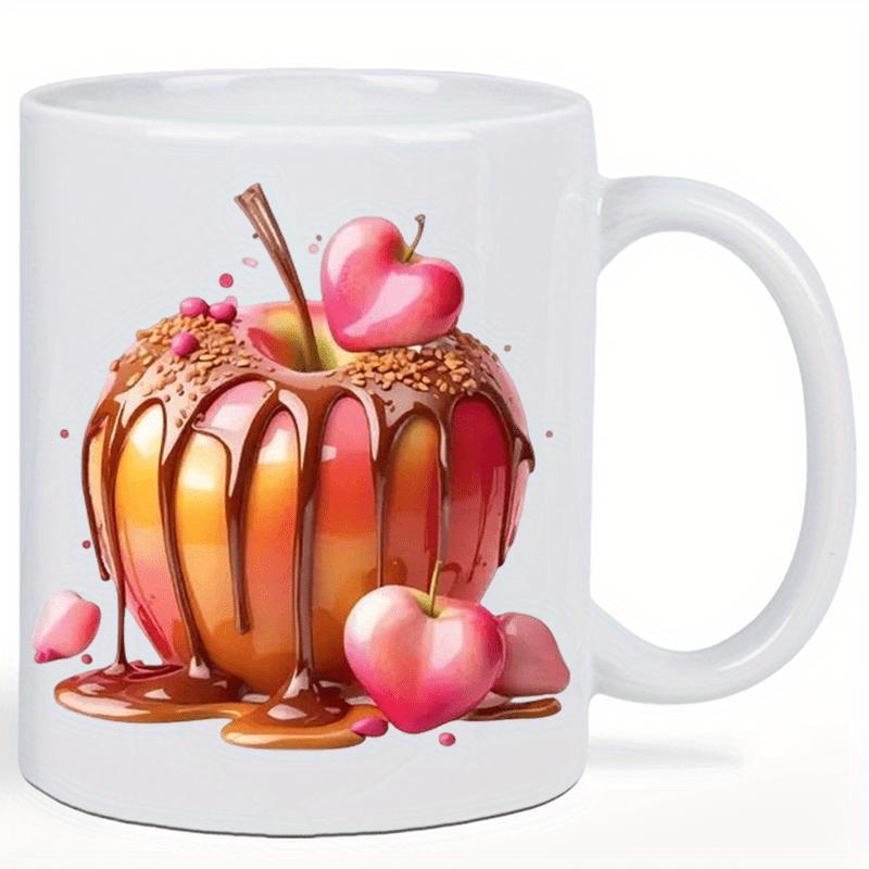 Tailorly White Ceramic 11 oz Mug - Delicious Caramel Apple Drizzled With Rich Chocolate And Sweet Heart Fruit Apple