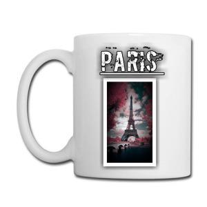 Tailorly White Ceramic 11 oz Mug - Paris Iconic French Landmark Under Dramatic Cloudy Sky With Artistic Lighting Tower