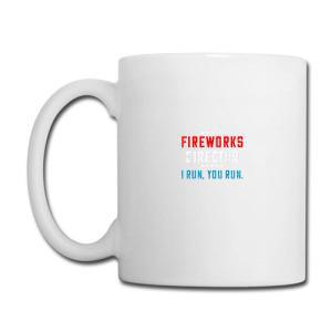 Tailorly White Ceramic 11 oz Mug - Fireworks Expert I Run You Run Simple Sans Serif Lettering Centered On Plain Polished Porcelain Surface Mug