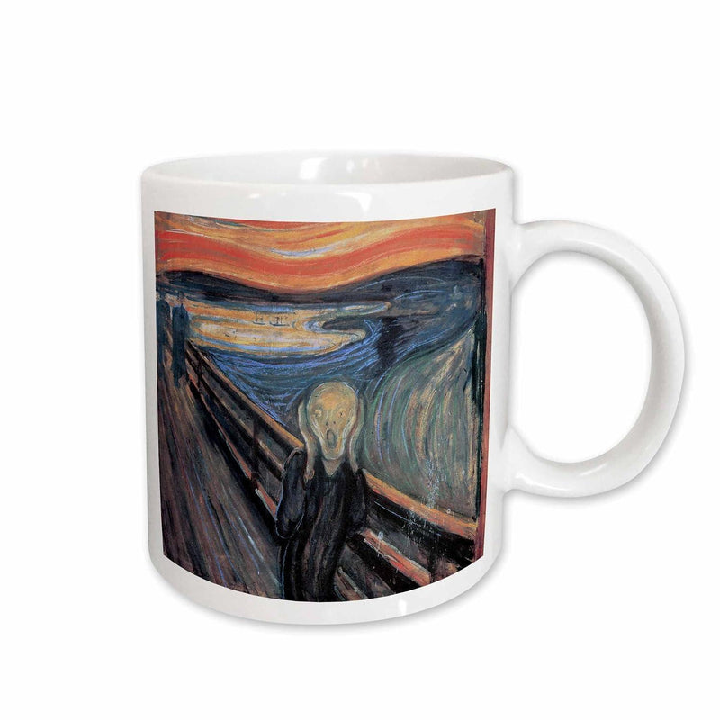 Tailorly White Ceramic 11 oz Mug - Iconic Expressionist Painting Under An Orange Swirling Sunset With A Screaming Figure