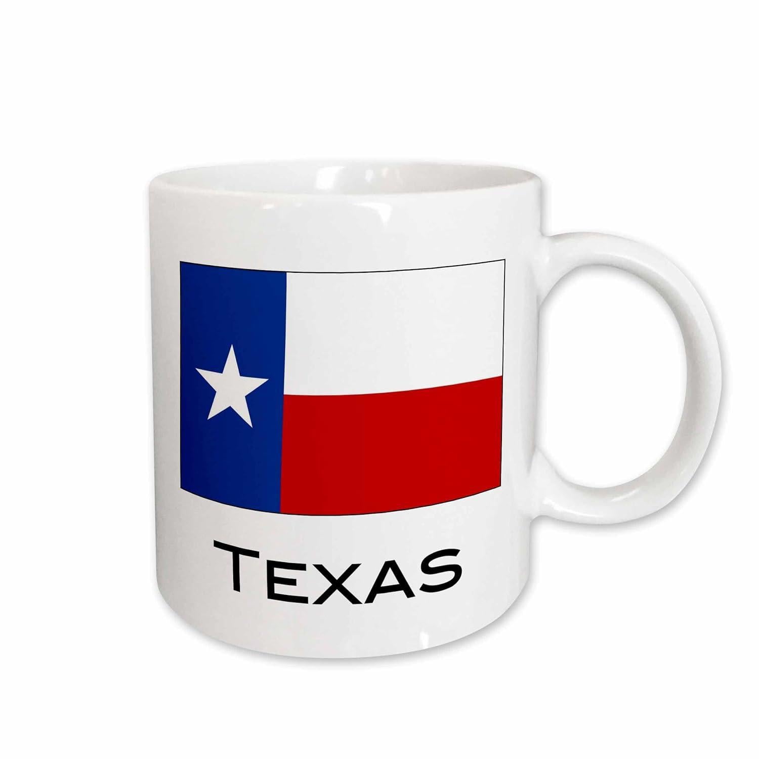 Tailorly White Ceramic 11 oz Mug - Texas Proudly Displayed Lone Star State Flag With Bold Black Lettering Mug