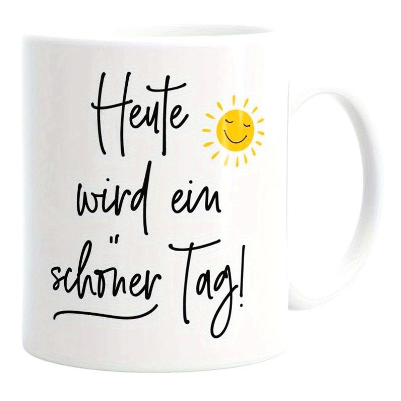 Tailorly White Ceramic 11 oz Mug - Hand Drawn Cheerful Yellow Sun Shining With Warm Rays Simple Mug