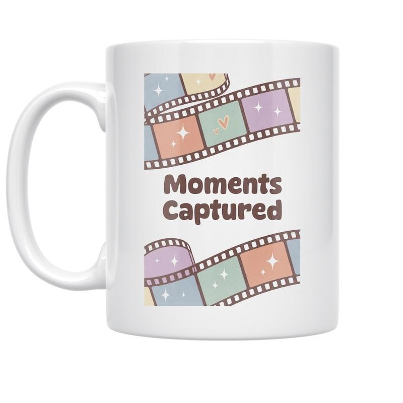 Tailorly White Ceramic 11 oz Mug - Moments Captured Colorful Pastel Film Strips With Sparkling Stars Inside Frames Filmstrip