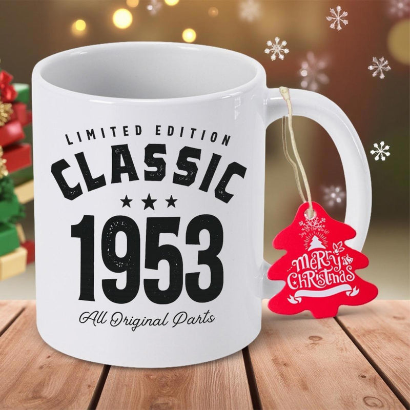 Tailorly White Ceramic 11 oz Mug - Limited Edition Classic 1953 All Original Parts Sturdy Ceramic Cup Featuring Bold Vintage Typography And Three Decorative Stars