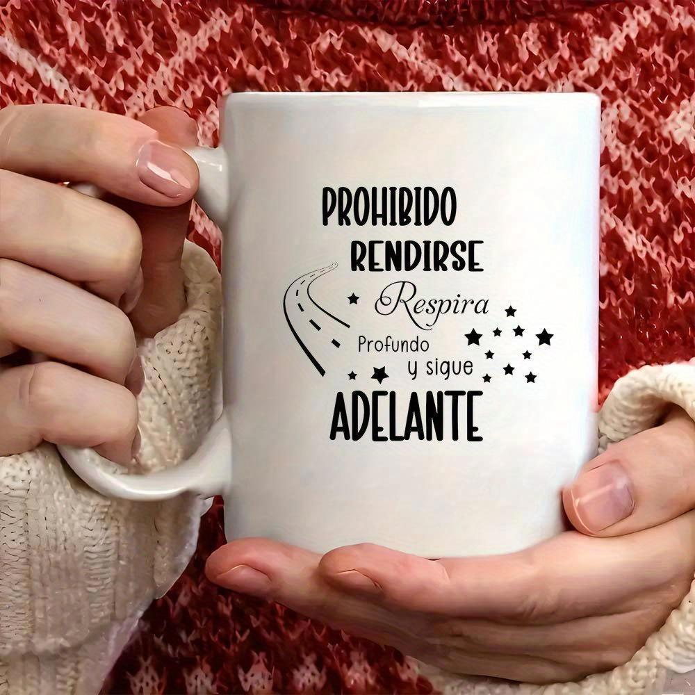 Tailorly White Ceramic 11 oz Mug - Curving Road With Dotted Lines Surrounded By Small Floating Stars Path