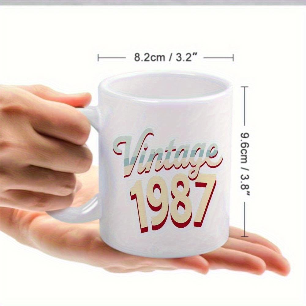Tailorly White Ceramic 11 oz Mug - Vintage 1987 Classic Ceramic White Surface Featuring Retro Scripted Font And Bold Numbers Mug